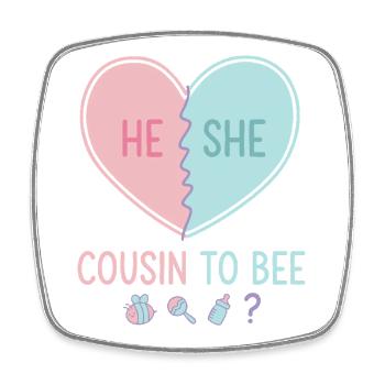 Geschlechterenthüllung: Er ist Cousin zur Bienen-Babyparty - Viereckiger Kühlschrankmagnet - Weiß - Vorne