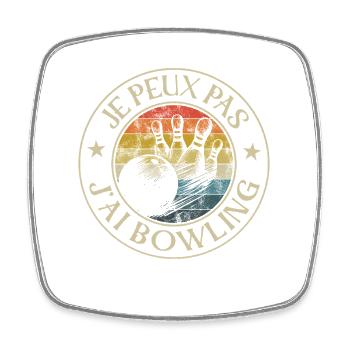 Je Ne Peux Pas J'ai Bowling - Viereckiger Kühlschrankmagnet - Weiß - Vorne