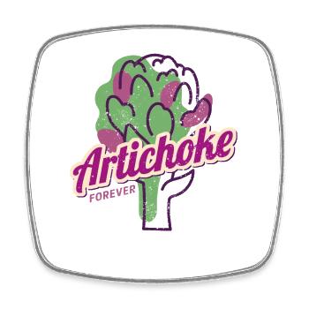 Artichoke Retro Vintage Design for Vegans - Square fridge magnet - white - Front