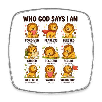 who God says I'm a lion bible verse with - Square fridge magnet - white - Front