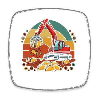 Excavation de tacos de construction - Magnet carré - blanc - Devant