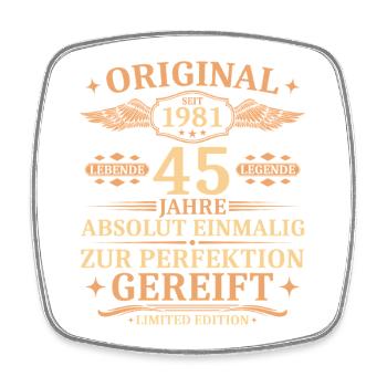 45. Geburtstag Jahrgang 1981 Geschenk - Viereckiger Kühlschrankmagnet - Weiß - Vorne