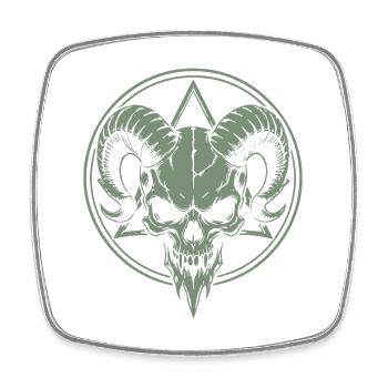Schädel mit Hörner Widder Totenkopf - Viereckiger Kühlschrankmagnet - Weiß - Vorne