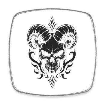 Schädel mit Hörner Widder Totenkopf - Viereckiger Kühlschrankmagnet - Weiß - Vorne