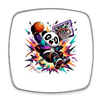 Panda Slam Dunk Neon - Square fridge magnet - white - Front
