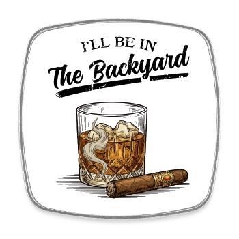 Whiskyglas und Zigarre - Viereckiger Kühlschrankmagnet - Weiß - Vorne
