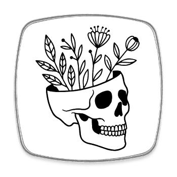 Skull Plant Pot Botany Plants Skull - Square fridge magnet - white - Front