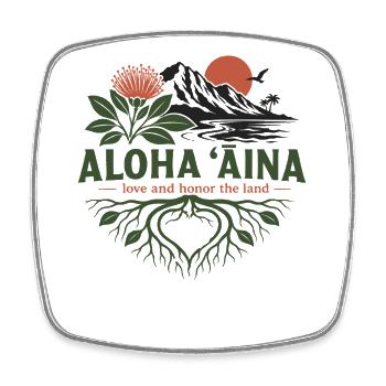 Aloha Aina Roots - Square fridge magnet - white - Front