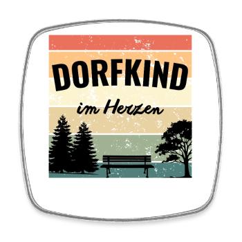 Dorfkind im Herzen – Heimatliebe Retro - Viereckiger Kühlschrankmagnet - Weiß - Vorne