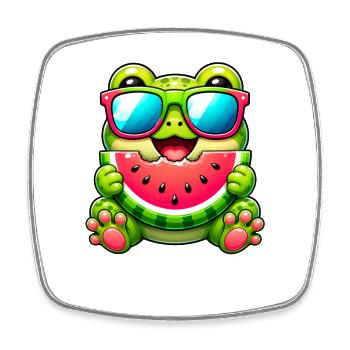 Süßer Frosch Kröte Melone Cartoon Sommer Frucht - Viereckiger Kühlschrankmagnet - Weiß - Vorne