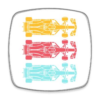 Plan de voiture de course vintage rétro - Magnet carré - blanc - Devant