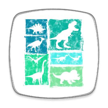 Vintage Dinosaur Types Graphic - Cute Dinos - Square fridge magnet - white - Front