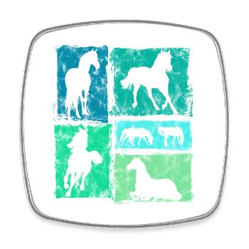 Chevaux Rétro Graphic pour cavaliers et sauteurs - Magnet carré - blanc - Devant