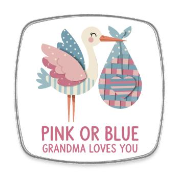 Révélation du sexe : Rose ou bleu Mamie t’aime, bébé - Magnet carré - blanc - Devant