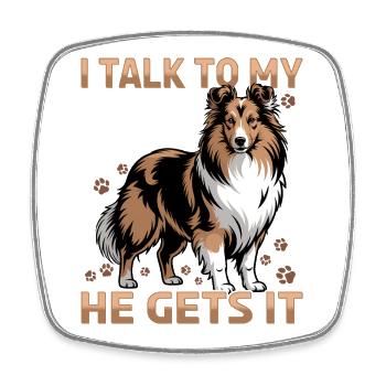 Chien Shetland Sheltie Race - Magnet carré - blanc - Devant