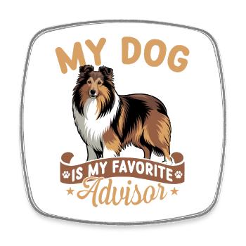 Chien Shetland Sheltie Race - Magnet carré - blanc - Devant