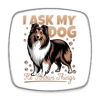 Chien Shetland Sheltie Race - Magnet carré - blanc - Devant