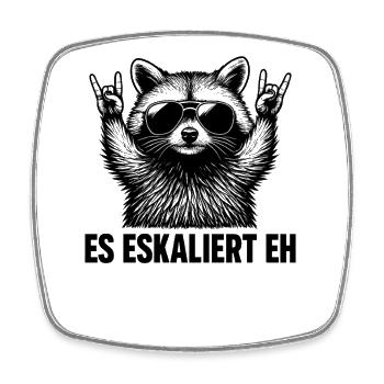 Es Eskaliert Eh Waschbär Party Spruch Humor - Viereckiger Kühlschrankmagnet - Weiß - Vorne