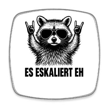 Es Eskaliert Eh Waschbär Party Spruch Humor - Viereckiger Kühlschrankmagnet - Weiß - Vorne