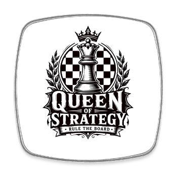 Queen of Strategy Schach Motiv - Viereckiger Kühlschrankmagnet - Weiß - Vorne