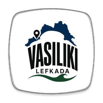 Greece Lefkada Vasiliki Bay Marker Travel Souvenir - Square fridge magnet - white - Front