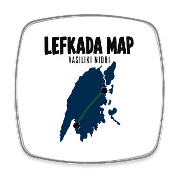 Greece Lefkada Map, Vasiliki Nidri Island Travel - Square fridge magnet - white - Front