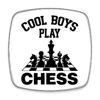 Cool Boys play Chess coole Jungs spielen Schach  - Viereckiger Kühlschrankmagnet - Weiß - Vorne