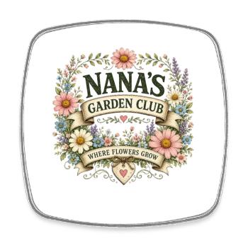 Nanas Gartenclub Blütenkranz - Viereckiger Kühlschrankmagnet - Weiß - Vorne