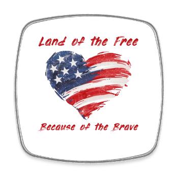 USA Herz - Terre de la liberté grâce aux Braves - Magnet carré - blanc - Devant
