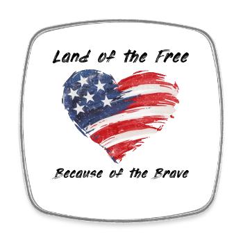 USA Herz - Terre de la liberté grâce aux Braves - Magnet carré - blanc - Devant