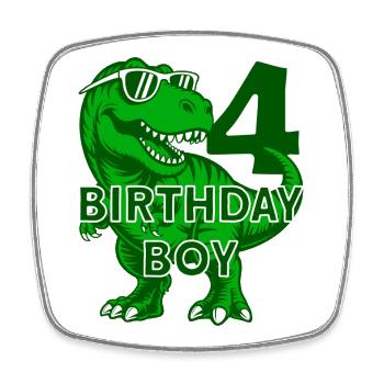 DINO 4 JAHRE DINOSAURIER 4. GEBURTSTAG - Viereckiger Kühlschrankmagnet - Weiß - Vorne