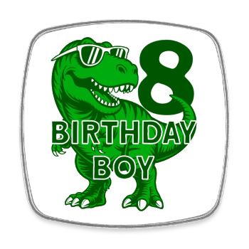 DINO 8 JAHRE DINOSAURIER 8. GEBURTSTAG - Viereckiger Kühlschrankmagnet - Weiß - Vorne