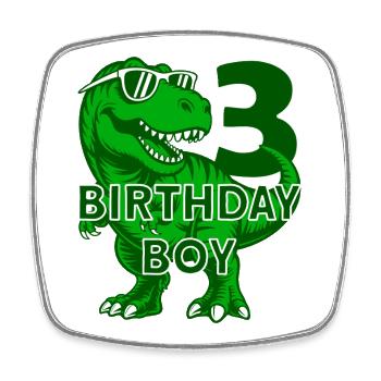 DINO 3 JAHRE DINOSAURIER 3. GEBURTSTAG - Viereckiger Kühlschrankmagnet - Weiß - Vorne