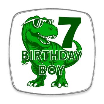 DINO 7 JAHRE DINOSAURIER 7. GEBURTSTAG - Viereckiger Kühlschrankmagnet - Weiß - Vorne