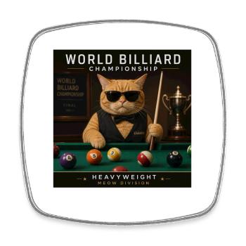 Chat jouant au billard dans le salon Cool Drôle - Magnet carré - blanc - Devant