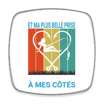 Pêche Pêcheur Cadeau humour personnalisé - Magnet carré - blanc - Devant