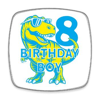 DINO 8 JAHRE DINOSAURIER 8. GEBURTSTAG - Viereckiger Kühlschrankmagnet - Weiß - Vorne