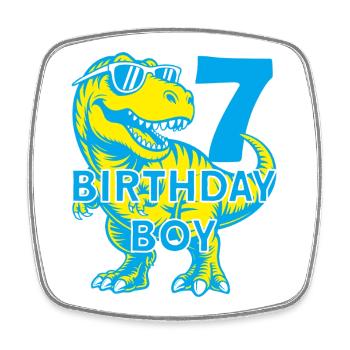 DINO 7 JAHRE DINOSAURIER 7. GEBURTSTAG - Viereckiger Kühlschrankmagnet - Weiß - Vorne