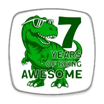 DINO 7 JAHRE DINOSAURIER 7. GEBURTSTAG - Viereckiger Kühlschrankmagnet - Weiß - Vorne