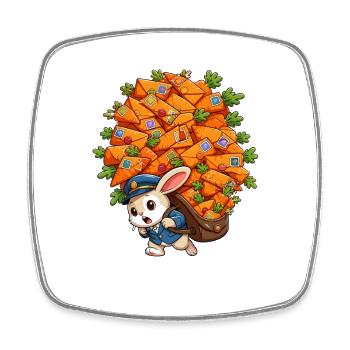 Rabbit Postman and Carrot Packages - Square fridge magnet - white - Front