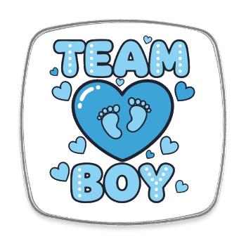 Révélation du sexe de l’équipe garçon baby shower bébé genre maman - Magnet carré - blanc - Devant