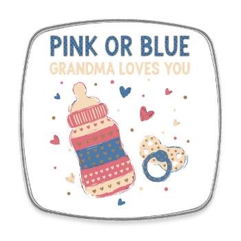 Révélation du sexe : Rose ou bleu Grand-mère t’aime - Magnet carré - blanc - Devant