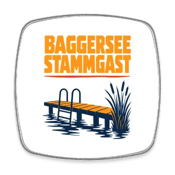 Baggersee Stammgast Retro Quarry Lake Germany - Viereckiger Kühlschrankmagnet - Weiß - Vorne