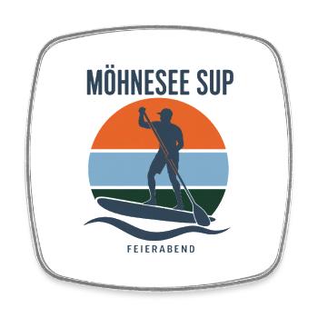 Möhnesee SUP Feierabend Retro Sunset Paddler - Viereckiger Kühlschrankmagnet - Weiß - Vorne