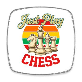 Joue simplement aux échecs - Magnet carré - blanc - Devant