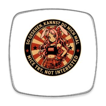 Retro Bunny Badge Tee - Square fridge magnet - white - Front