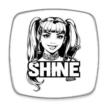 Shine Girl Mono Pop Art - Viereckiger Kühlschrankmagnet - Weiß - Vorne