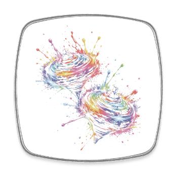 Mehrfarbige Drehkerle-Splash-Kunst - Viereckiger Kühlschrankmagnet - Weiß - Vorne