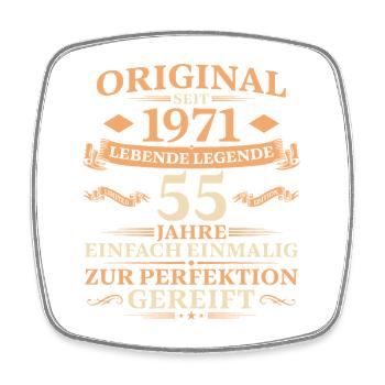 55. Geburtstag Jahrgang 1971 Geschenk - Viereckiger Kühlschrankmagnet - Weiß - Vorne