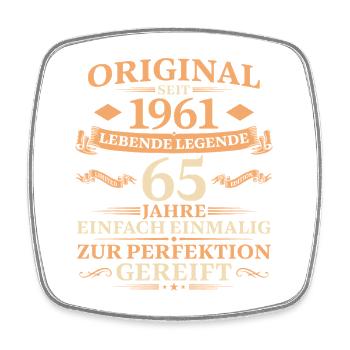65. Geburtstag Jahrgang 1961 Geschenk - Viereckiger Kühlschrankmagnet - Weiß - Vorne